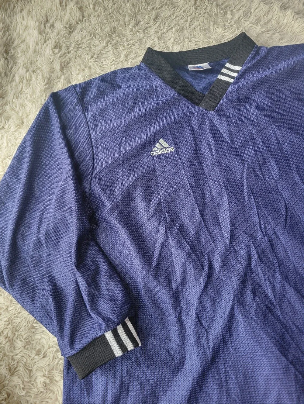 Vintage Adidas 90s Long Sleeve Soccer Football Jersey 3 Stripe Medium